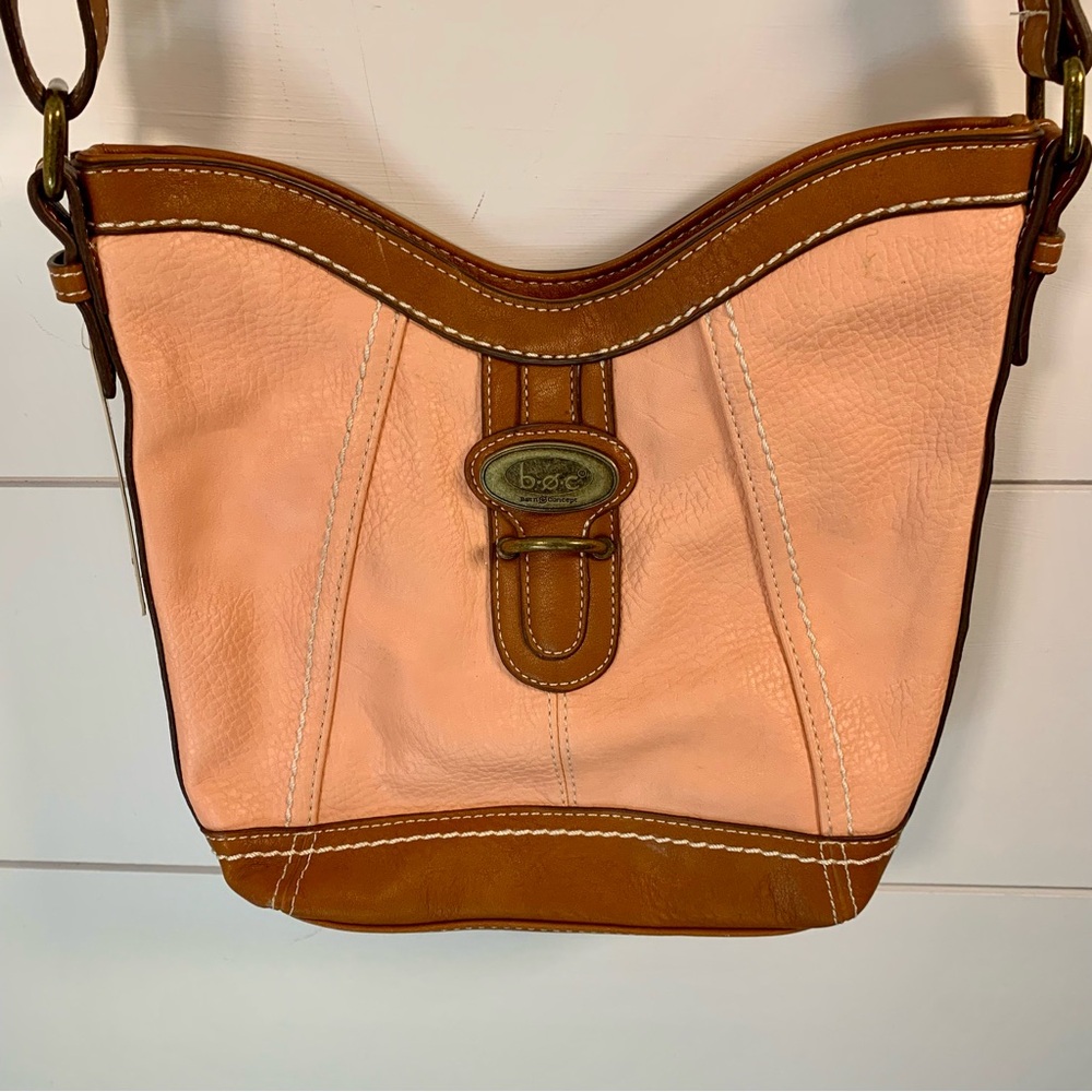 NWT B.O.C. Born of Concept Brown & Peach Crossbody Shoulder Bag Purse Spring